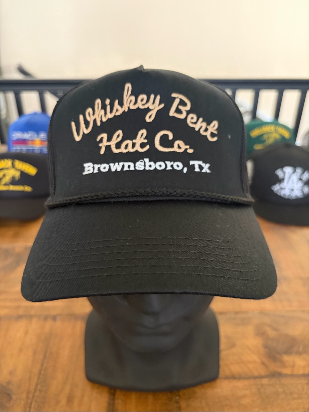 Whiskey Bent Hat Co. Black Trucker Cap - Brownsboro, TX